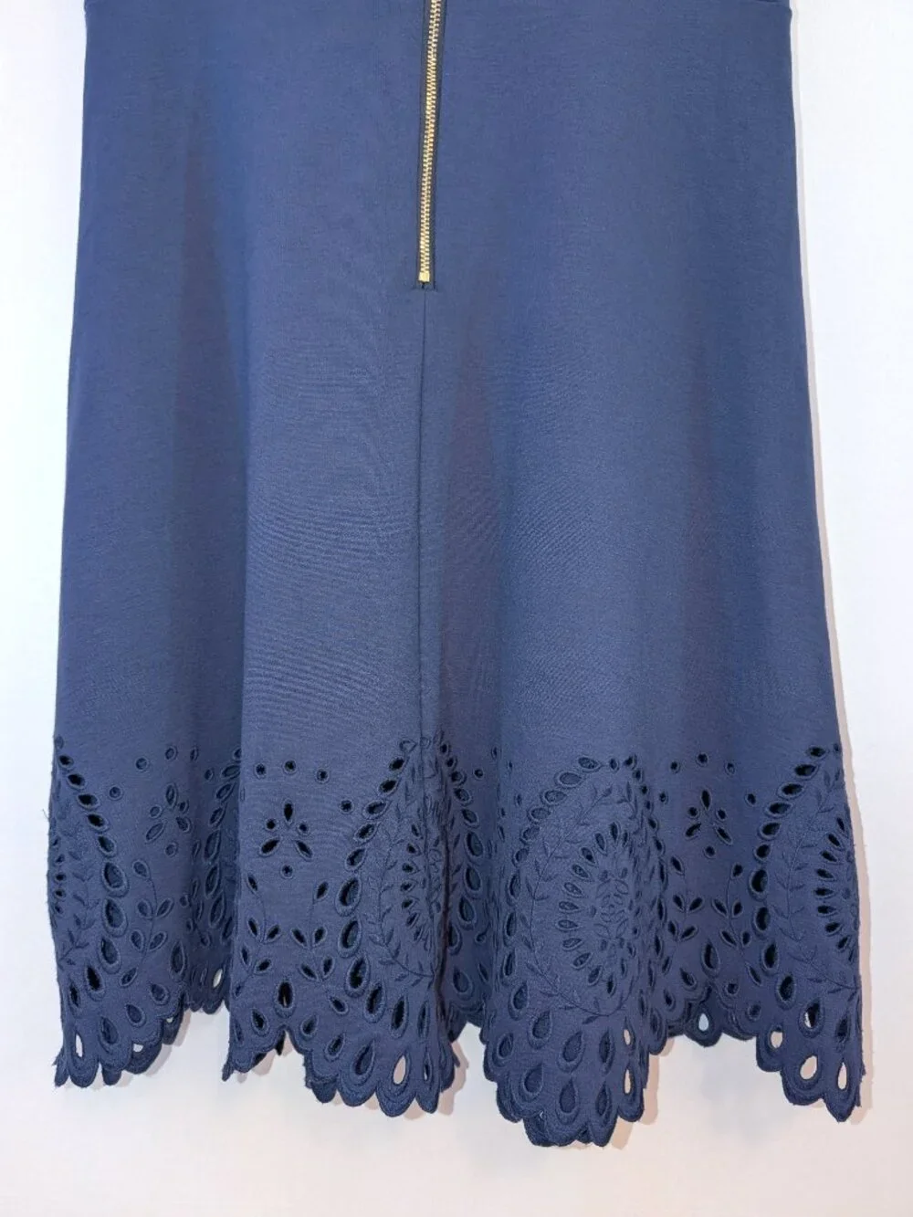 Kate Spade | Sleeveless Fit & Flare Eyelet Cutout Dress in Navy Blue | Size 10